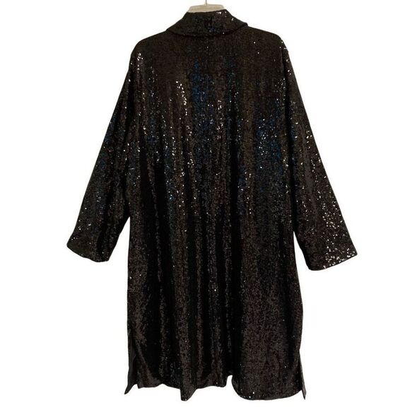 Lane Bryant black sequin long duster open front kimono womens 24 long sleeve NEW - Picture 7 of 12